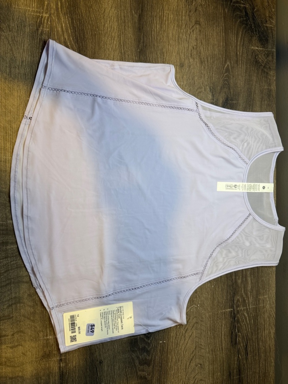 Lululemon Women’s Lightweight Lavender Mesh-Back Tank Top